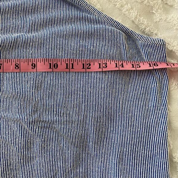 JANETTE PLUS USA Halter Tank Top Women’s Sz L Striped Blue/White Nautical Beachy - Picture 4 of 5
